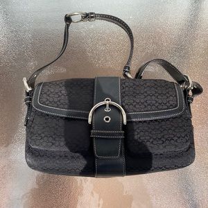 Coach Black CC Pattern Shoulder Purse